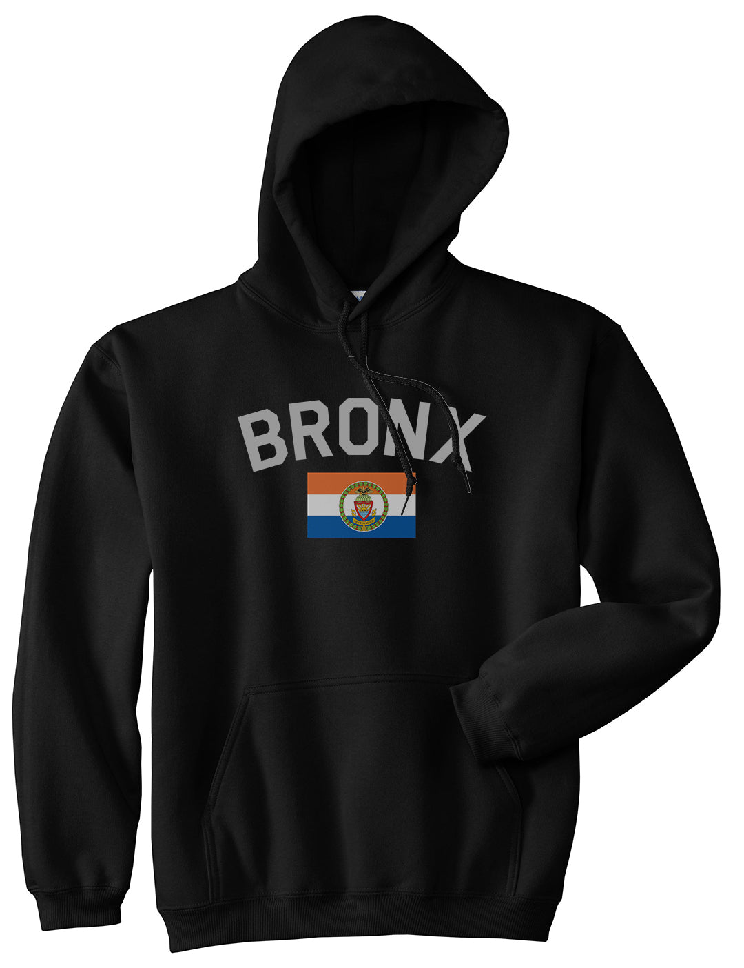Bronx Flag Mens Pullover Hoodie Black