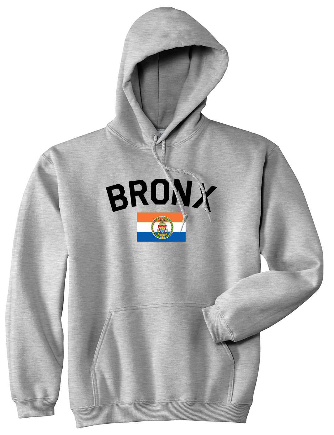 Bronx Flag Mens Pullover Hoodie Grey