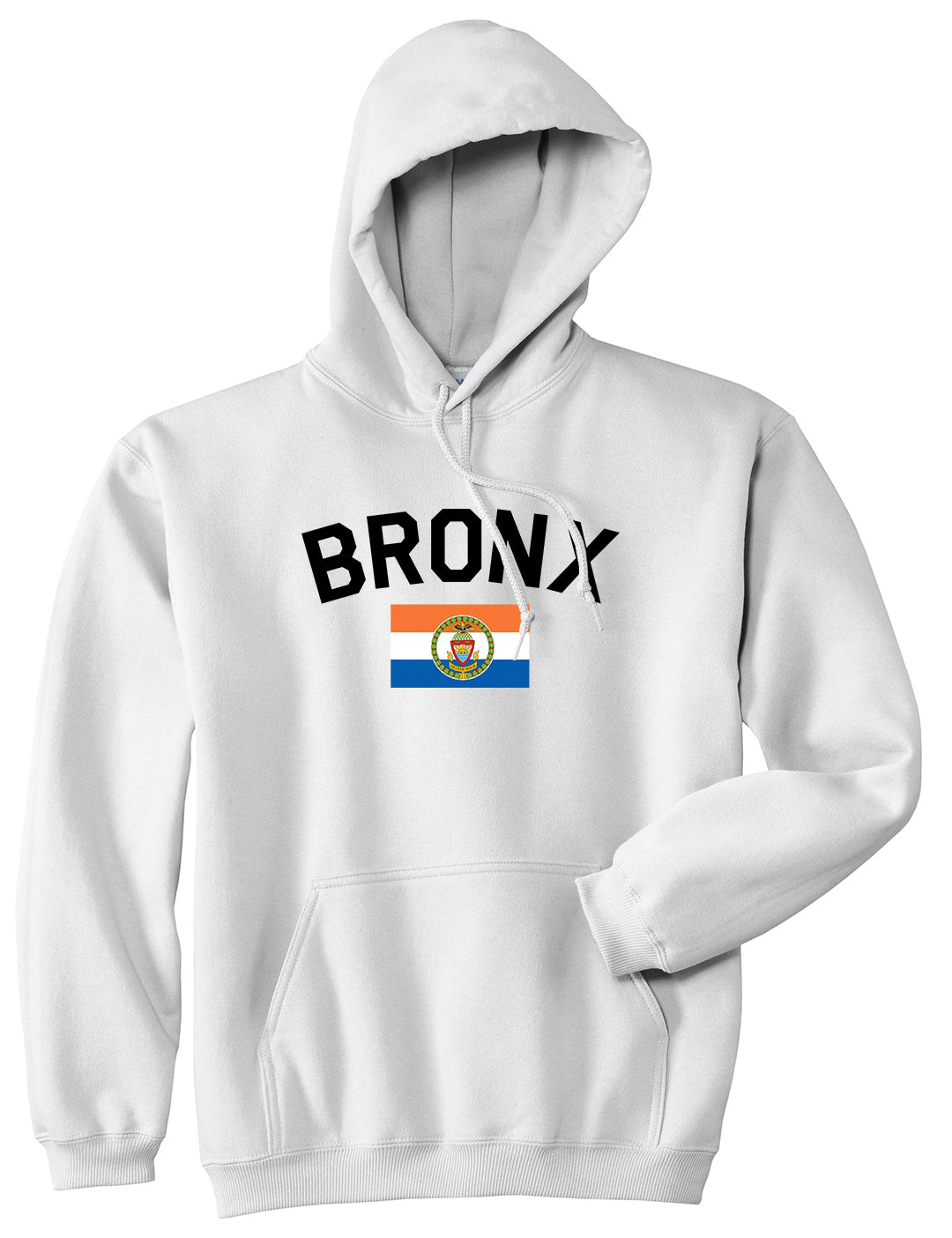 Bronx Flag Mens Pullover Hoodie White