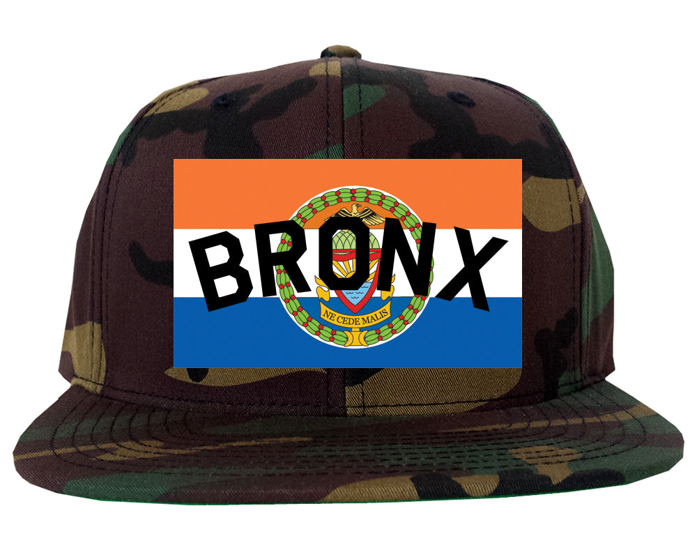 Bronx Flag Mens Snapback Hat Green Camo