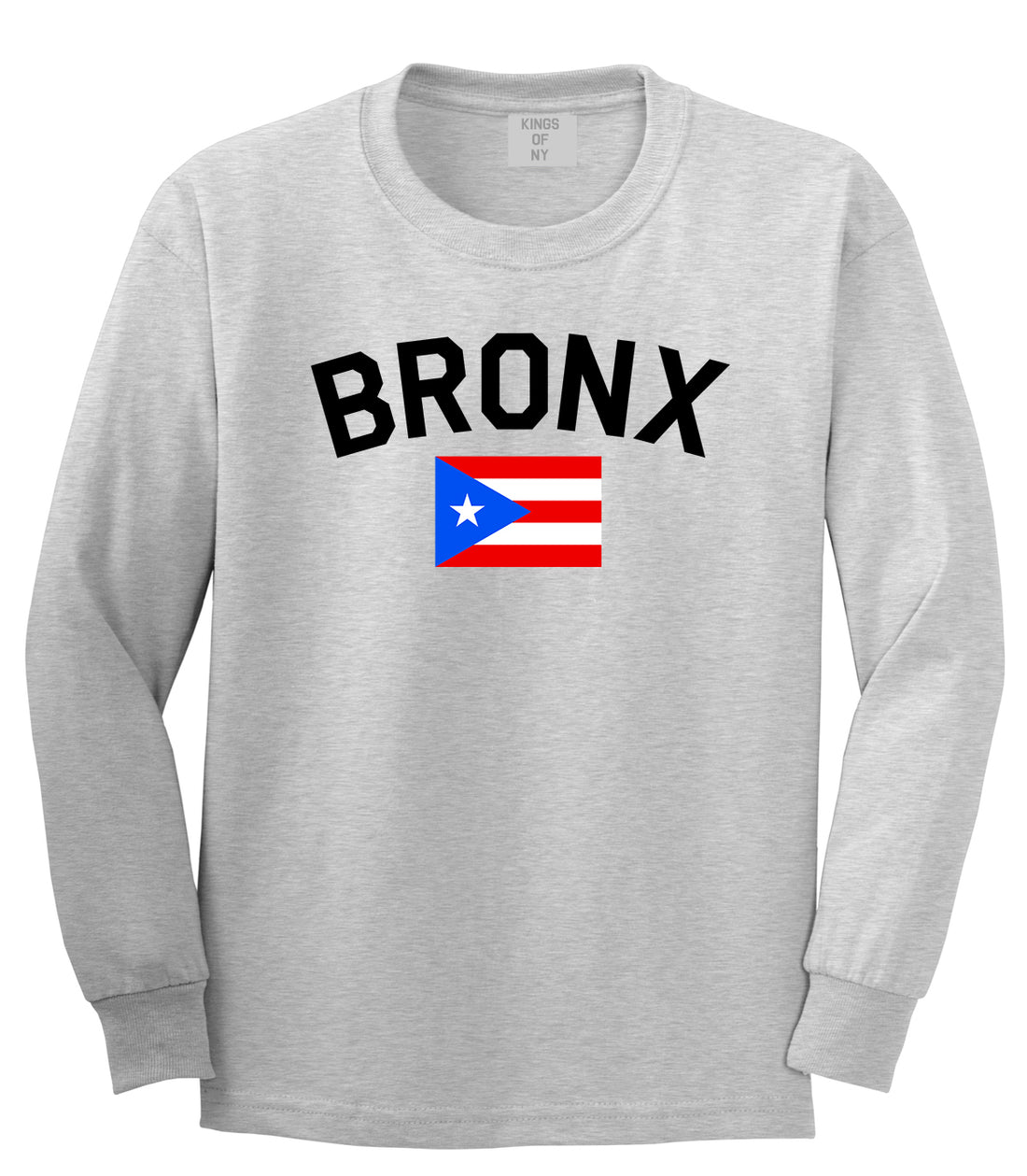 Bronx Puerto Rico Flag Mens Long Sleeve T-Shirt Grey