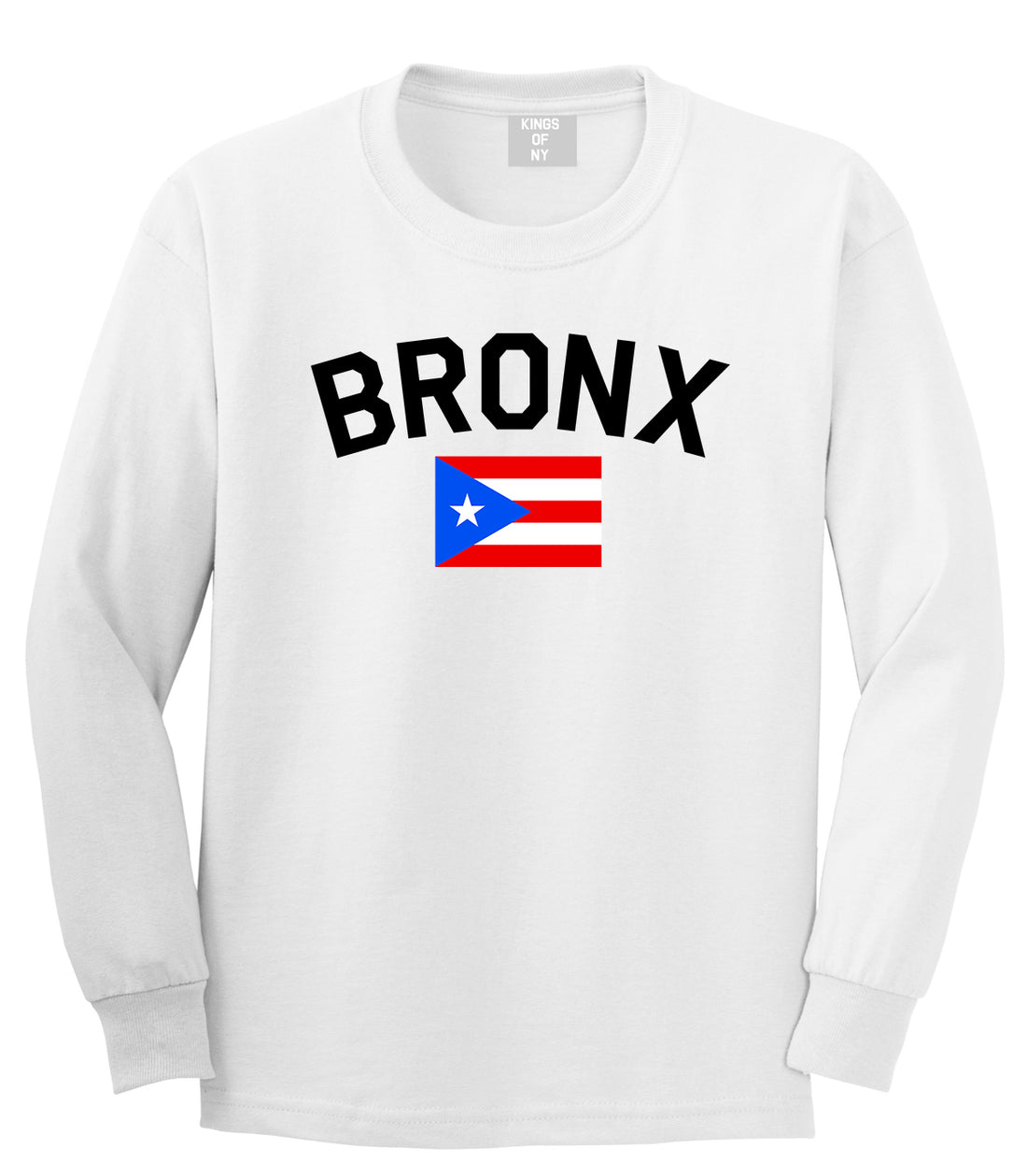 Bronx Puerto Rico Flag Mens Long Sleeve T-Shirt White