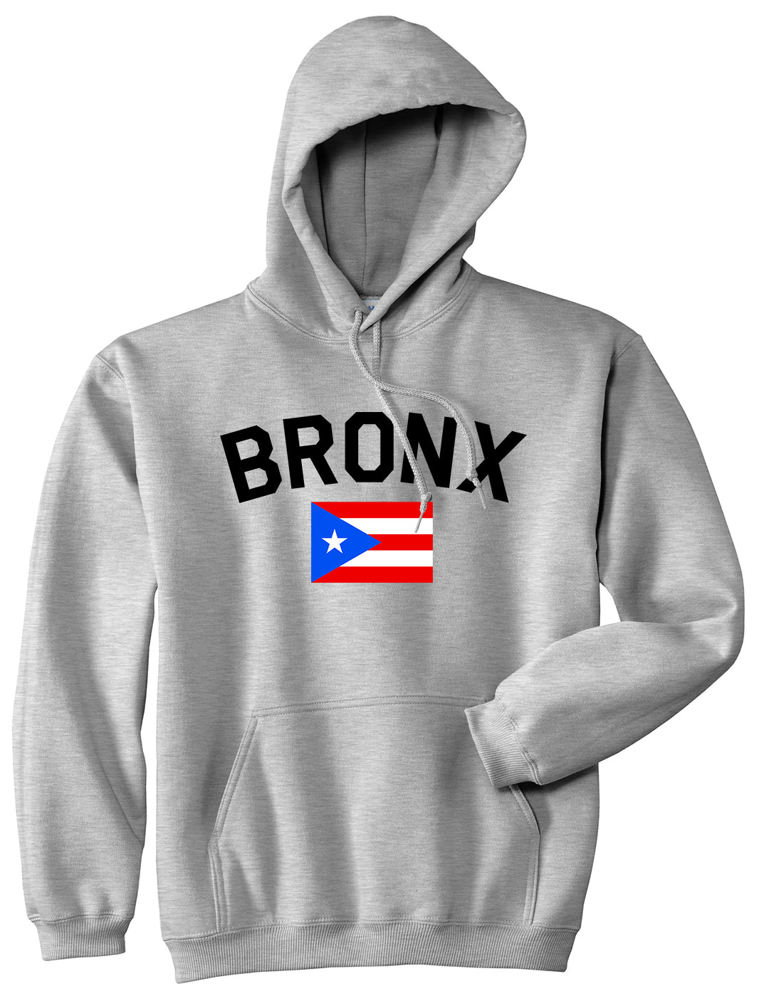 Bronx Puerto Rico Flag Mens Pullover Hoodie Grey