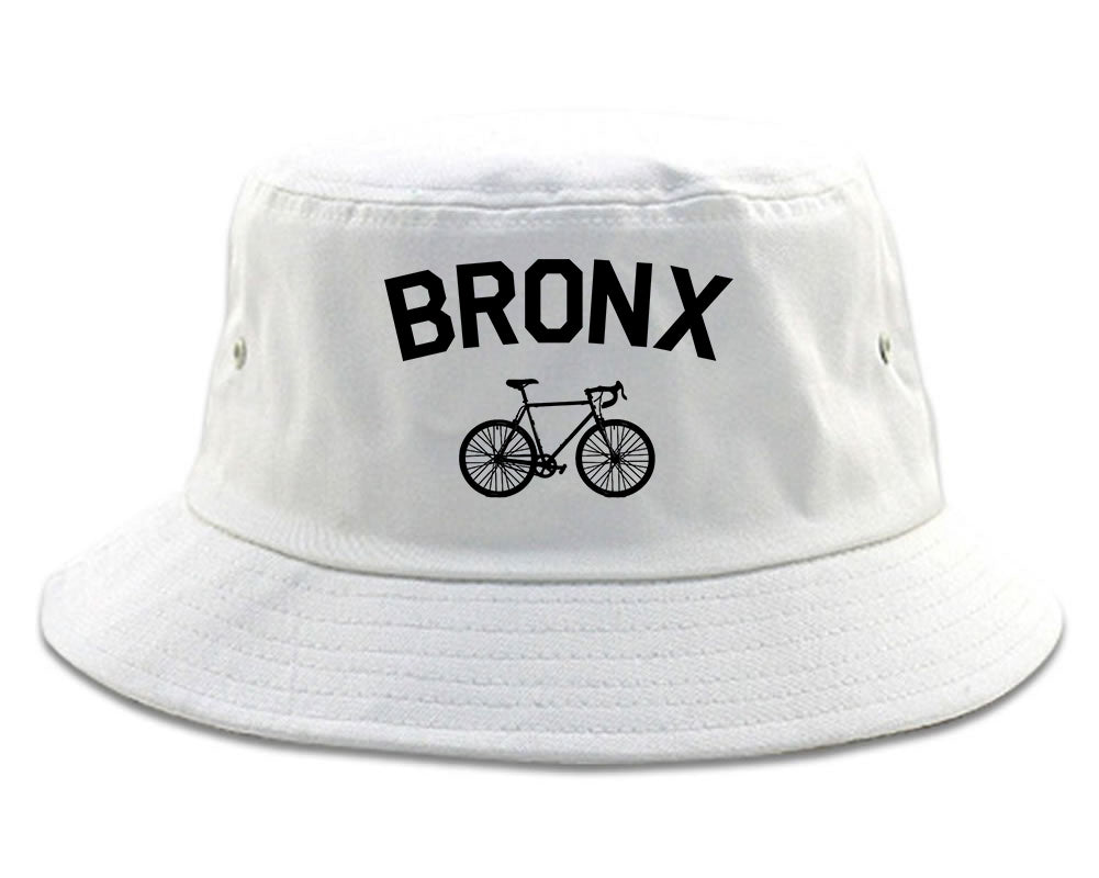Bronx Vintage Bike Cycling Mens Bucket Hat White
