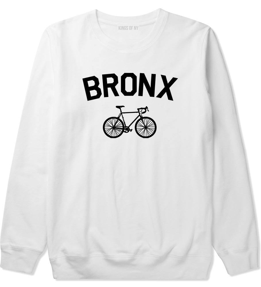 Bronx Vintage Bike Cycling Mens Crewneck Sweatshirt White