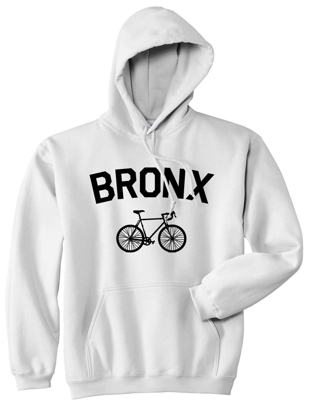 Bronx Vintage Bike Cycling Mens Pullover Hoodie White