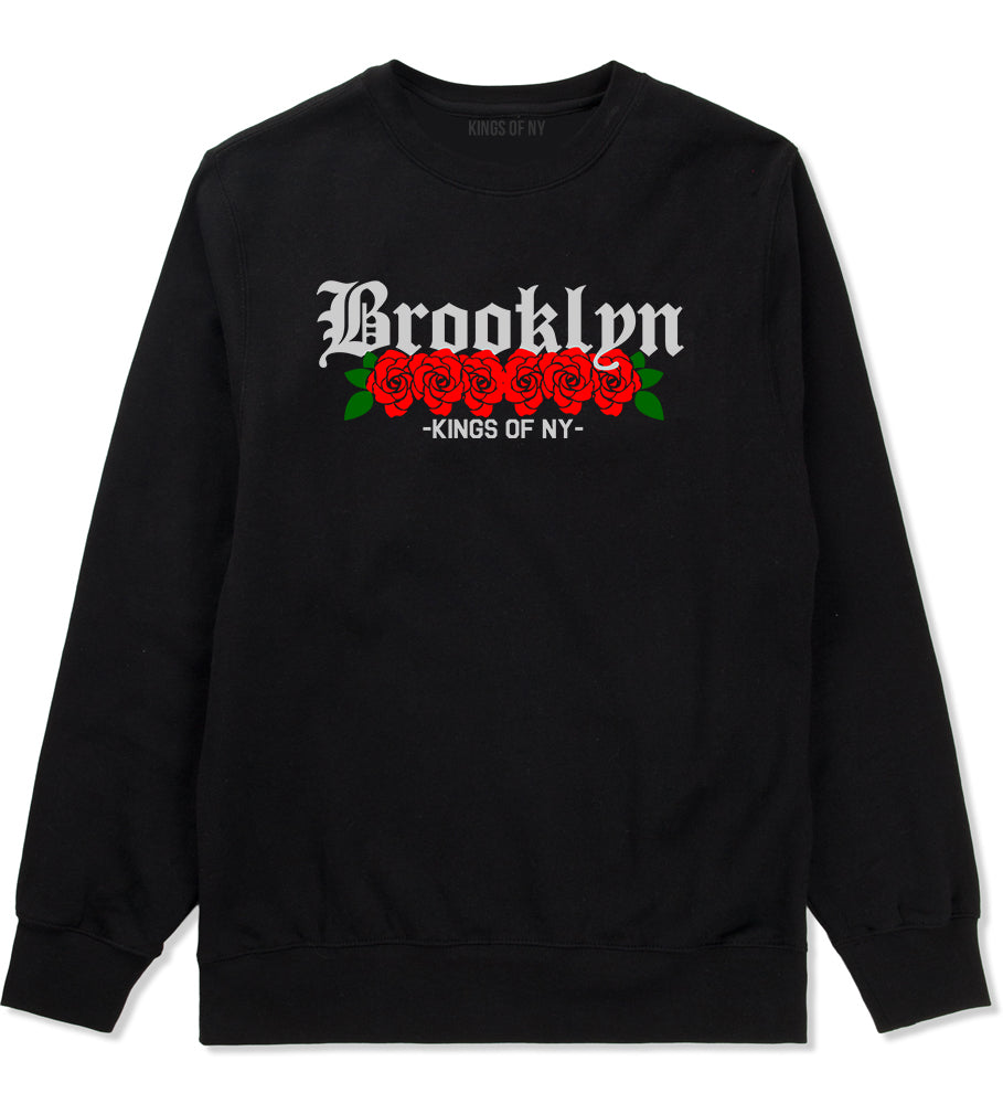 Brooklyn Roses Kings Of NY Mens Crewneck Sweatshirt Black