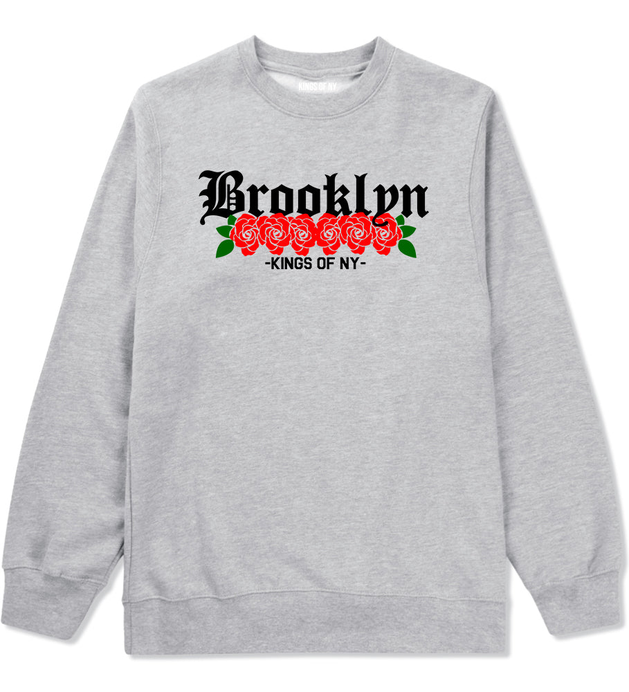 Brooklyn Roses Kings Of NY Mens Crewneck Sweatshirt Grey