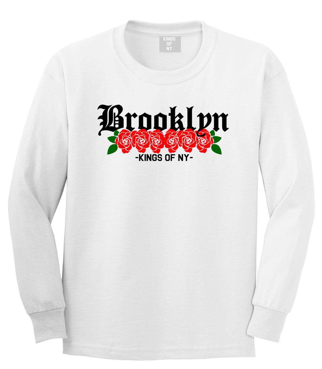 Brooklyn Roses Kings Of NY Mens Long Sleeve T-Shirt White