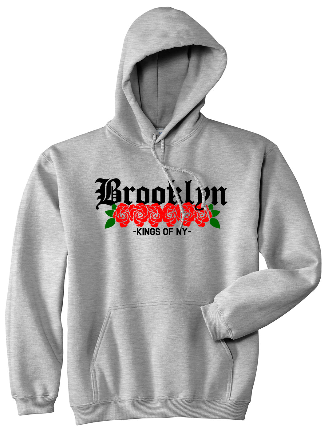 Brooklyn Roses Kings Of NY Mens Pullover Hoodie Grey