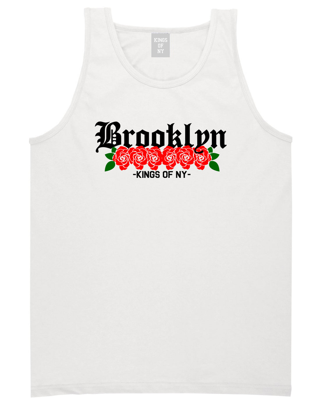 Brooklyn Roses Kings Of NY Mens Tank Top T-Shirt White