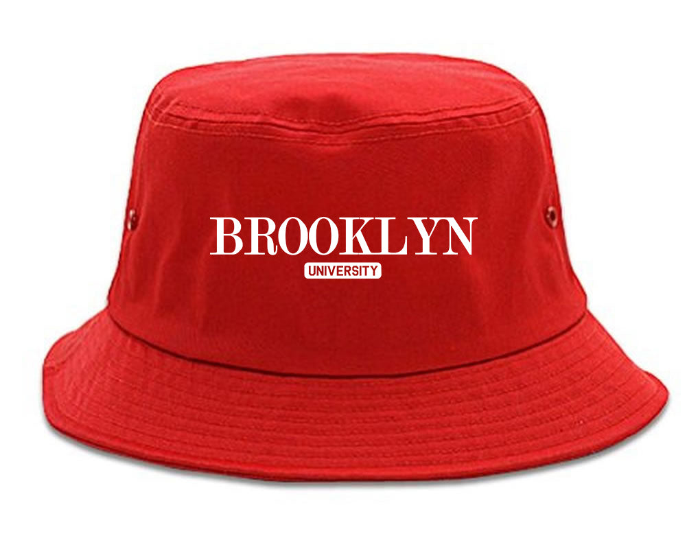 Brooklyn University New York Mens Bucket Hat Red