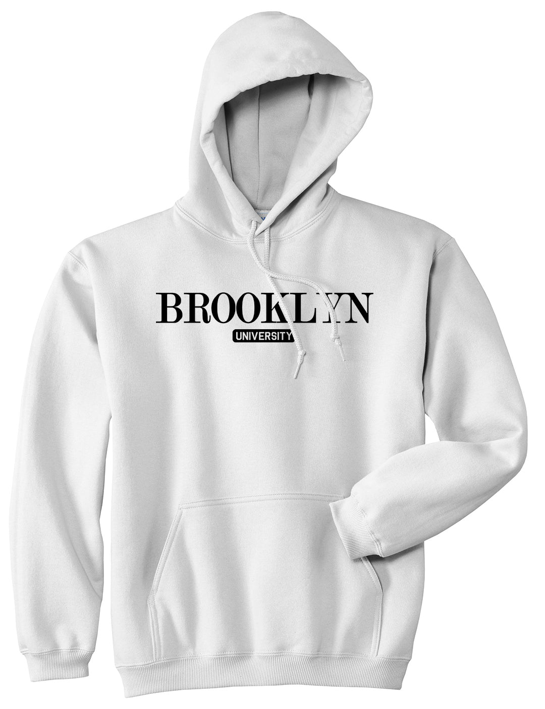 Brooklyn University New York Mens Pullover Hoodie White