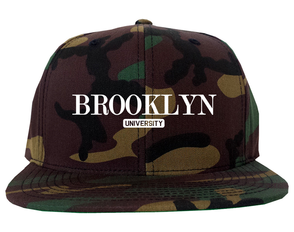 Brooklyn University New York Mens Snapback Hat Army Camo