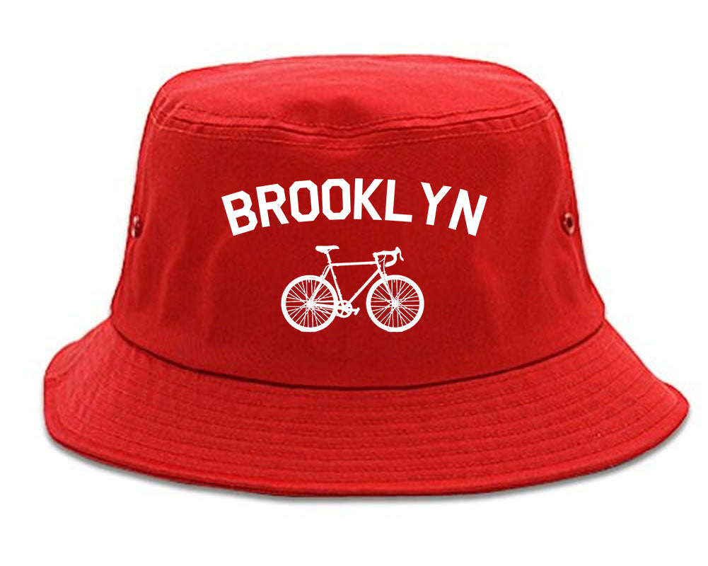 Brooklyn Vintage Bike Cycling Mens Bucket Hat Red