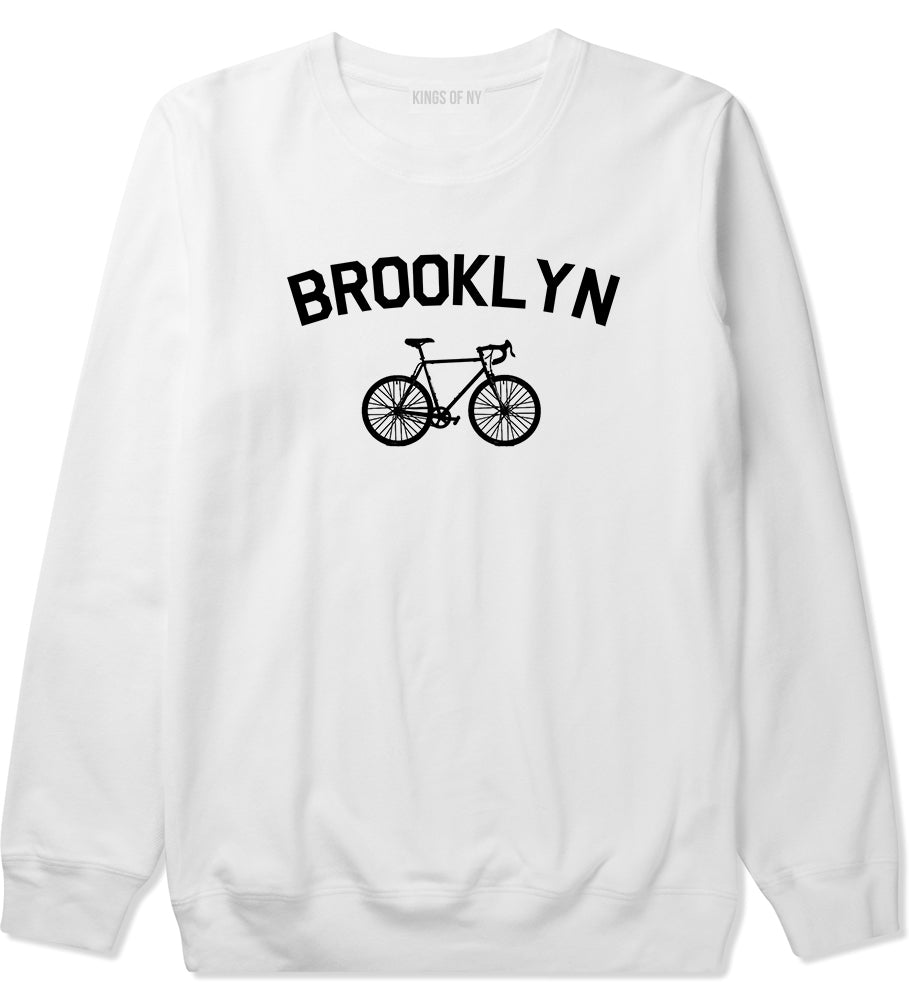 Brooklyn Vintage Bike Cycling Mens Crewneck Sweatshirt White