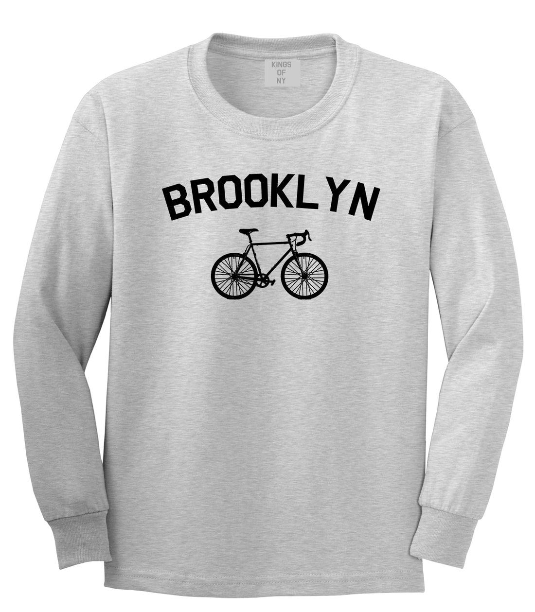 Brooklyn Vintage Bike Cycling Mens Long Sleeve T-Shirt Grey