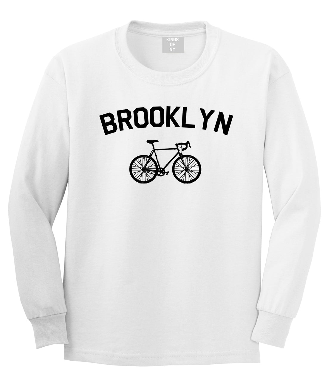 Brooklyn Vintage Bike Cycling Mens Long Sleeve T-Shirt White