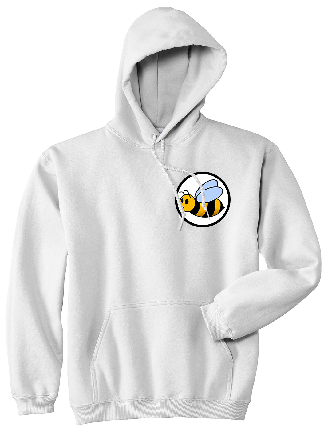 Bubble Bee Chest Mens White Pullover Hoodie by Kings Of NY