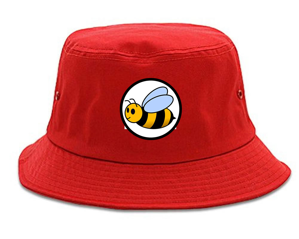 Bubble_Bee_Chest Mens Red Bucket Hat by Kings Of NY