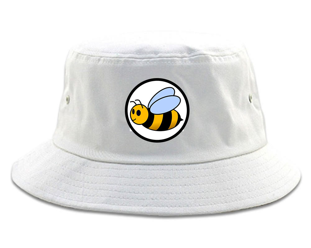 Bubble_Bee_Chest Mens White Bucket Hat by Kings Of NY