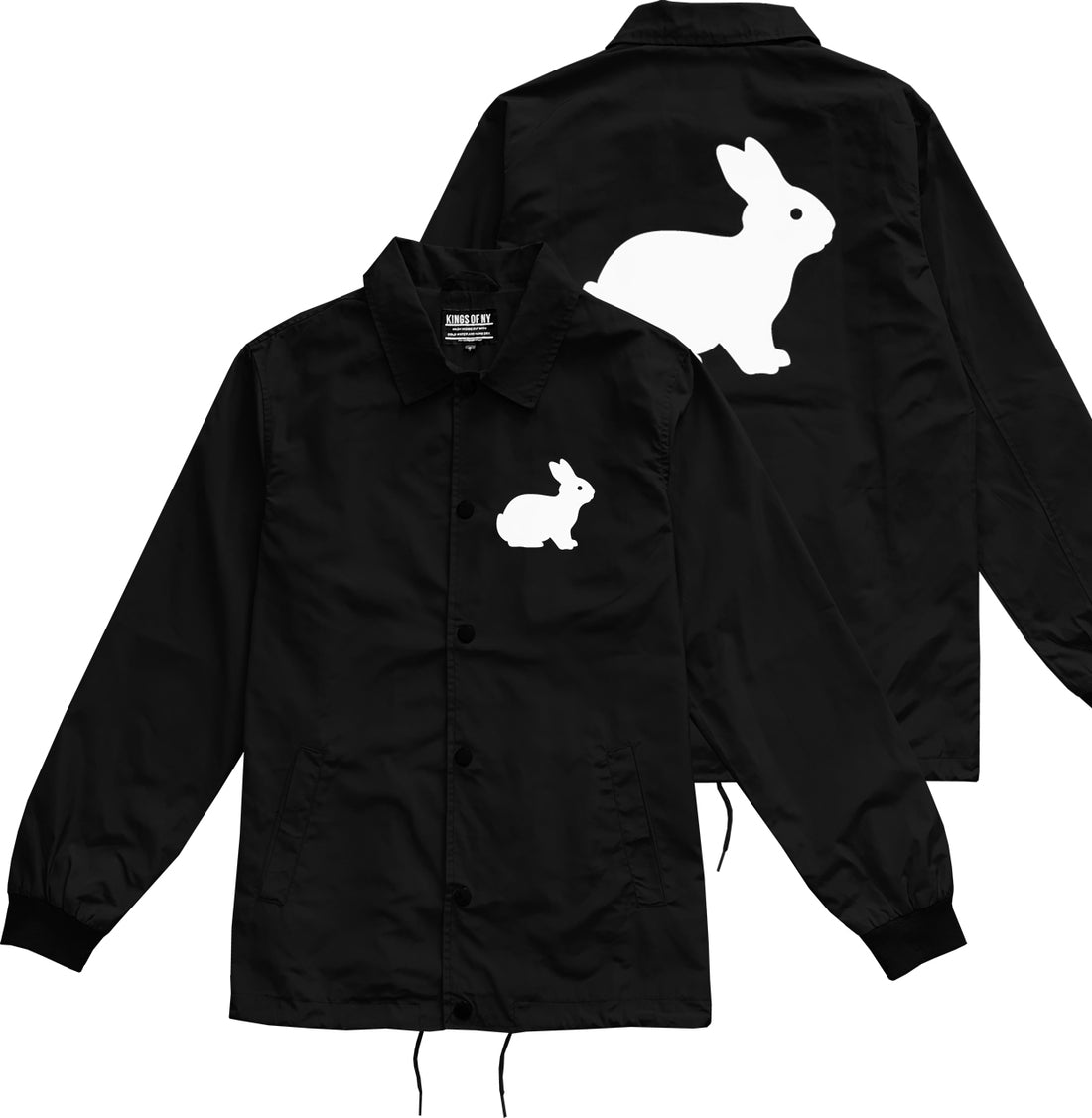 Bunny Rabbit Easter Chest Black Coaches Jacket by Kings Of NY