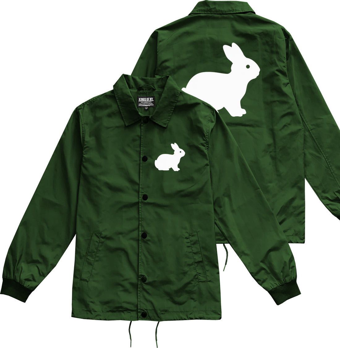Bunny Rabbit Easter Chest Green Coaches Jacket by Kings Of NY