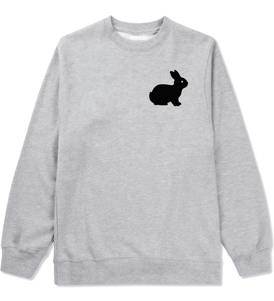 Bunny Rabbit Easter Chest Grey Crewneck Sweatshirt by Kings Of NY