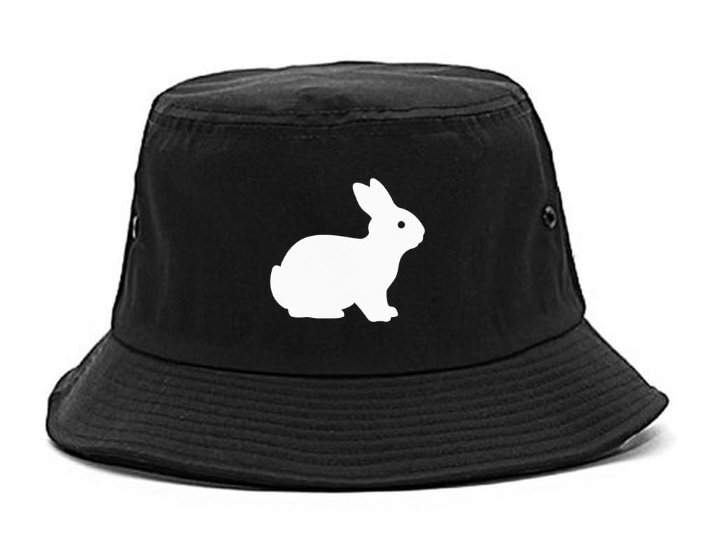 Bunny Rabbit Easter Chest Bucket Hat Black