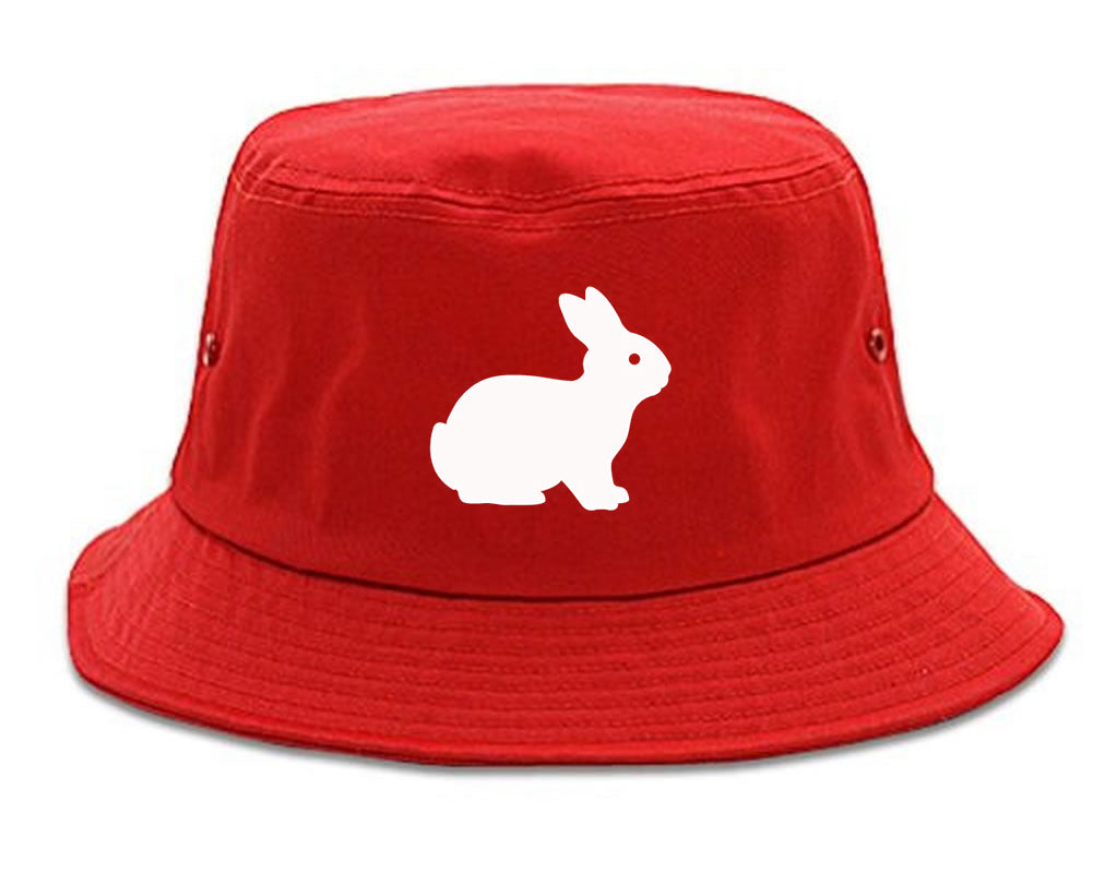 Bunny Rabbit Easter Chest Bucket Hat Red