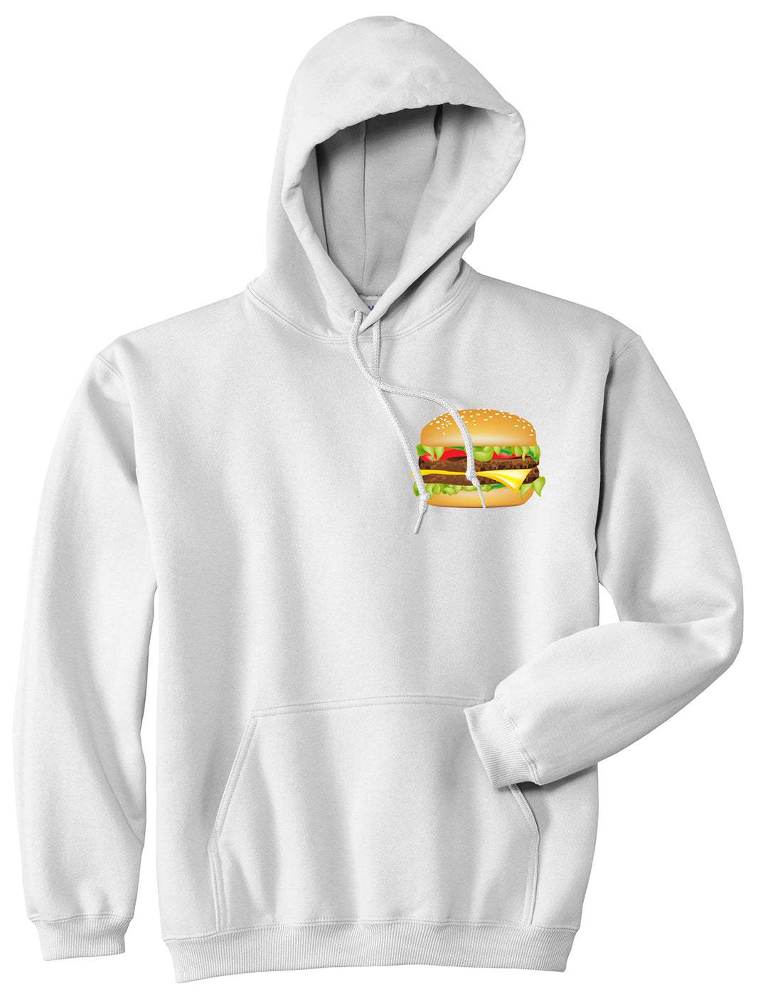 Burger Chest White Pullover Hoodie by Kings Of NY