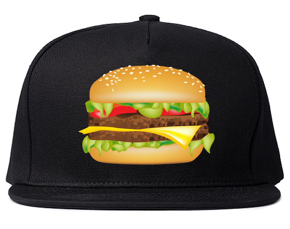 Burger Chest Snapback Hat Black