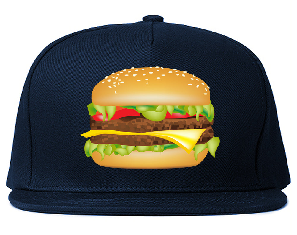 Burger Chest Snapback Hat Blue