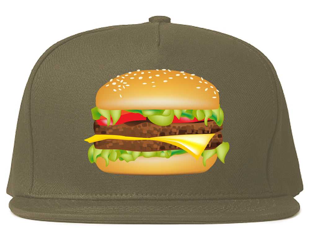 Burger Chest Snapback Hat Grey