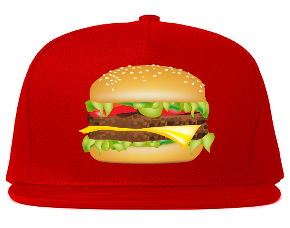 Burger Chest Snapback Hat Red