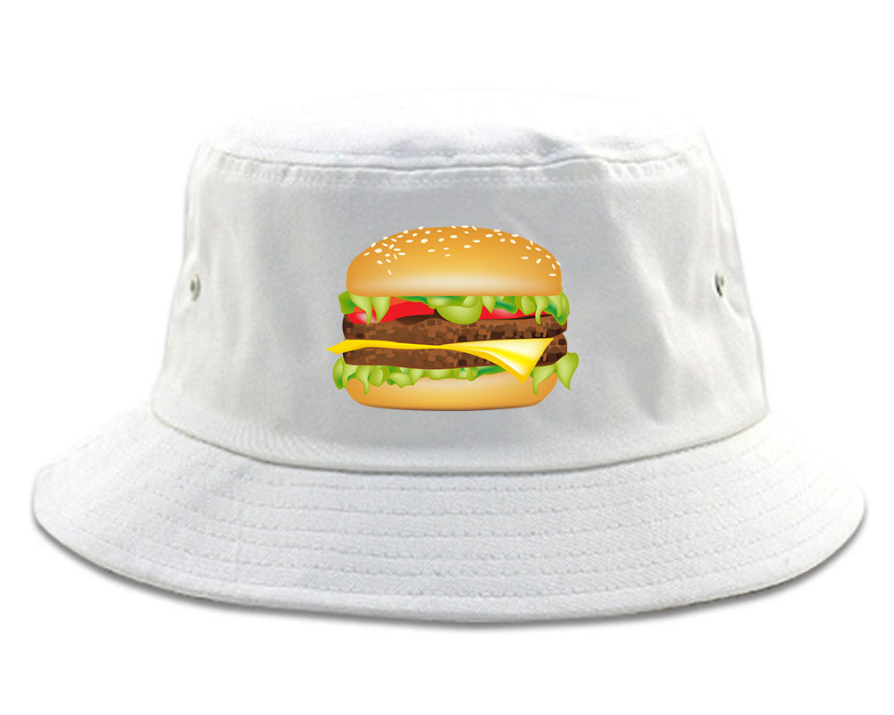 Burger Chest Bucket Hat White