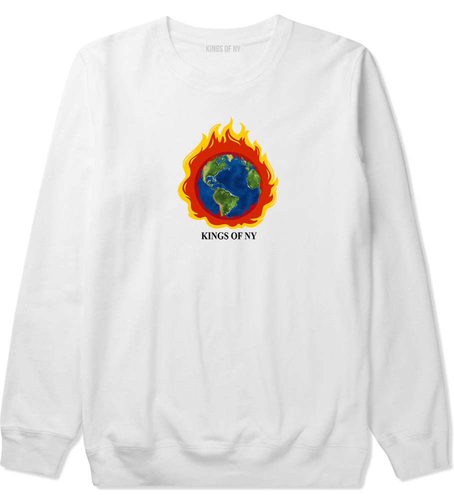 Burning Earth Mens Crewneck Sweatshirt White