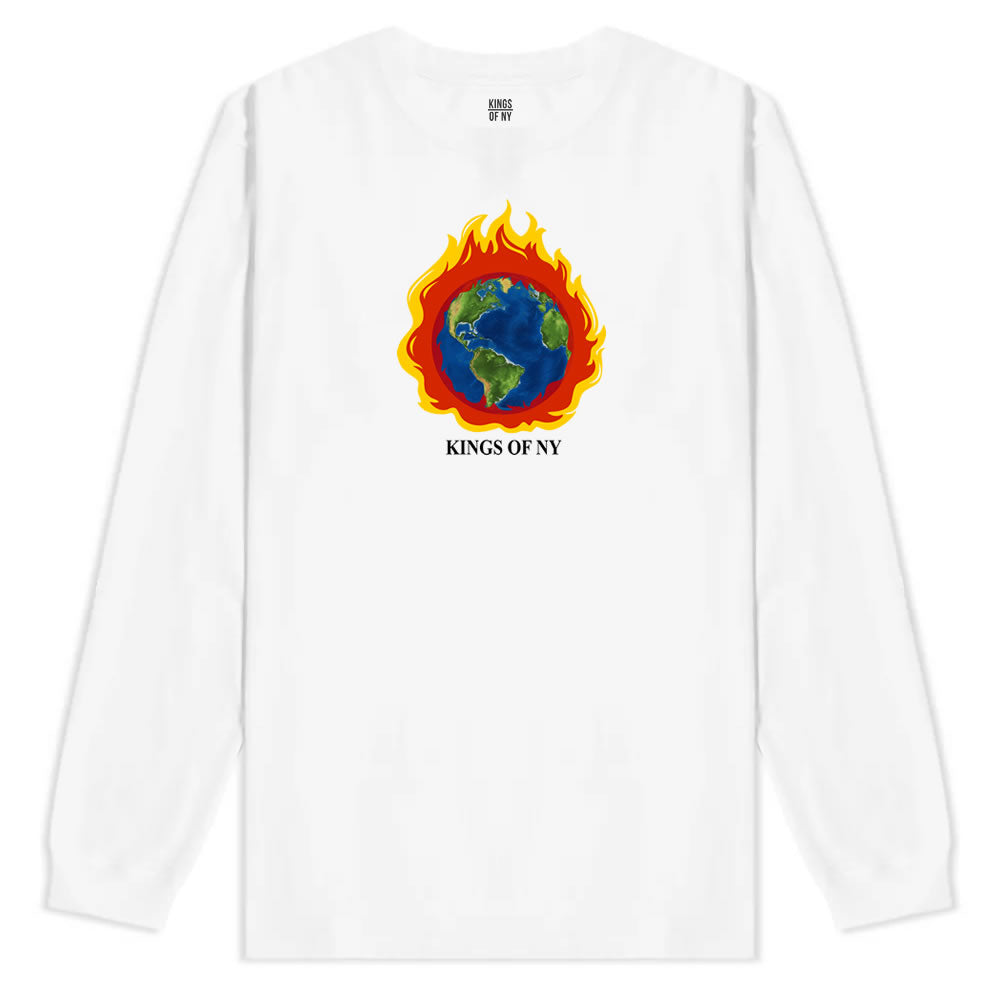 Burning Earth Mens Long Sleeve T-Shirt White