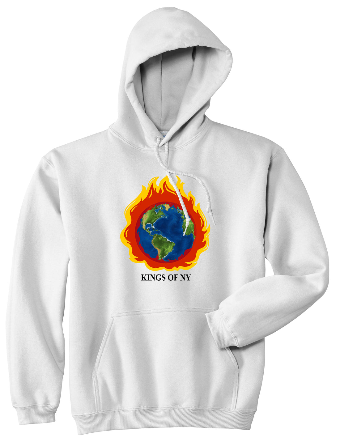 Burning Earth Mens Pullover Hoodie White