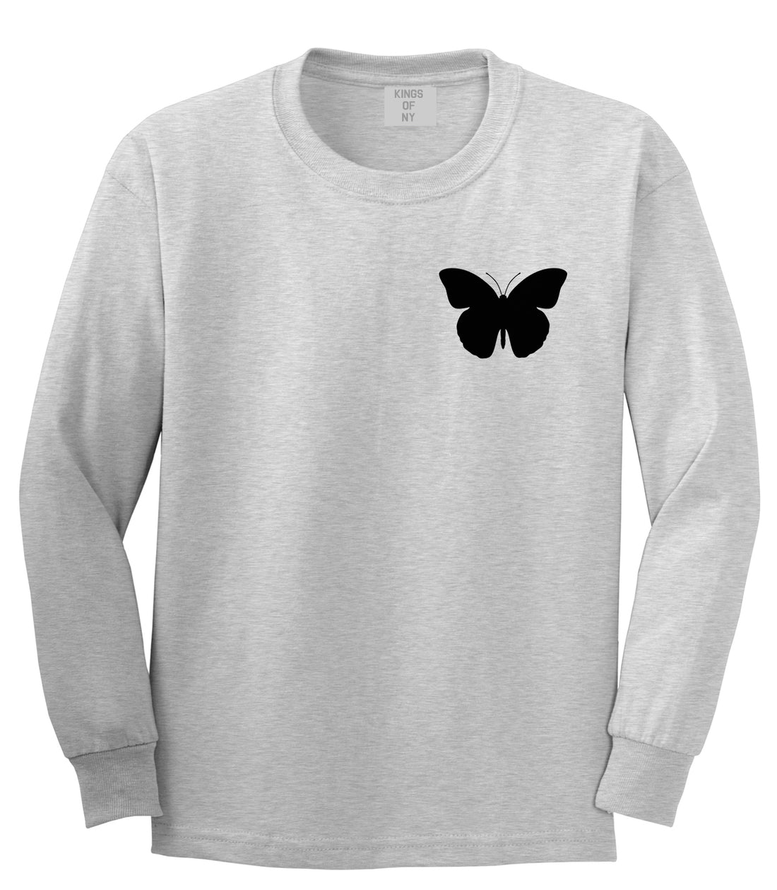 Butterfly Chest Grey Long Sleeve T-Shirt by Kings Of NY