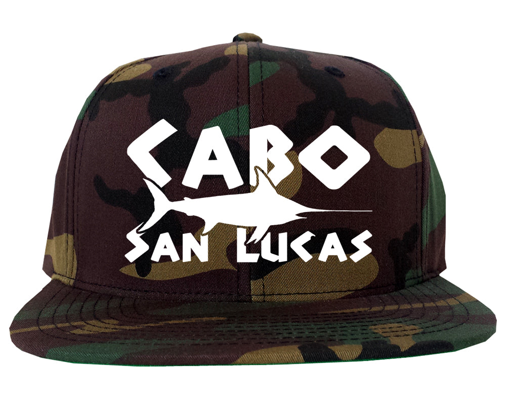 Cabo San Lucas Mexico Swordfish Mens Snapback Hat Army Camo