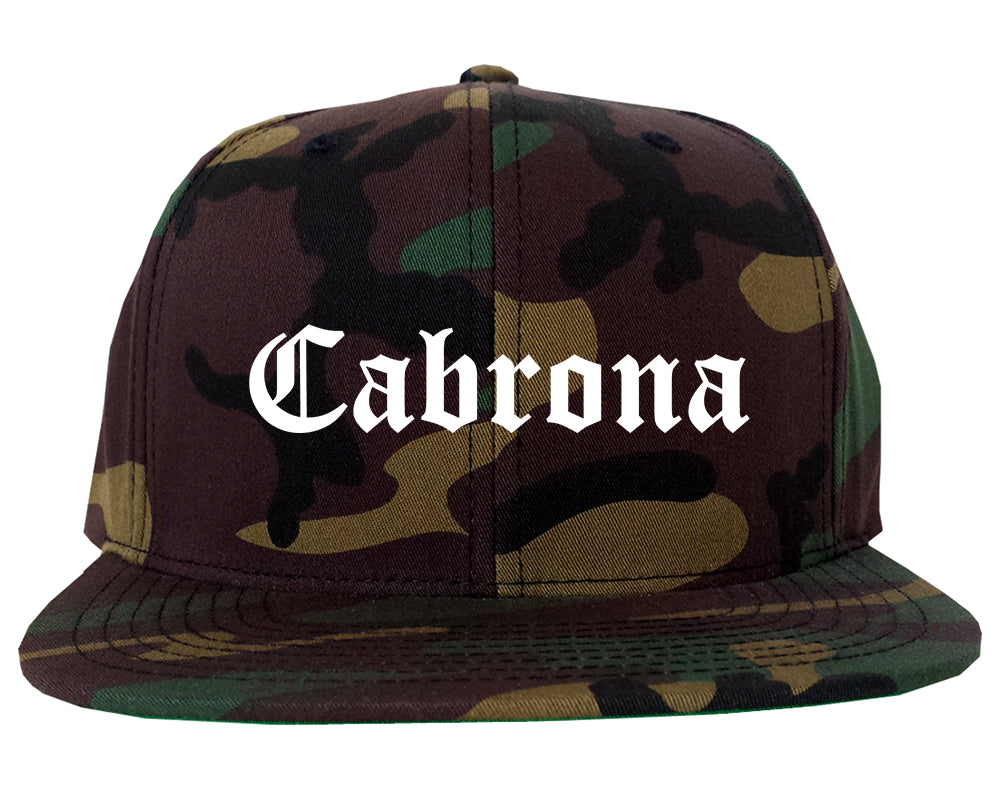 Cabrona Spanish Mens Snapback Hat Green Camo