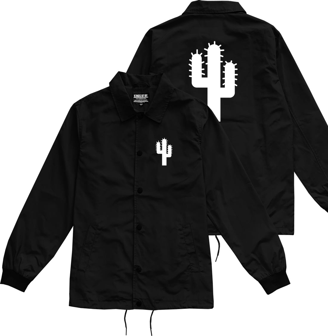 Cactus Logo Chest Black Coaches Jacket by Kings Of NY