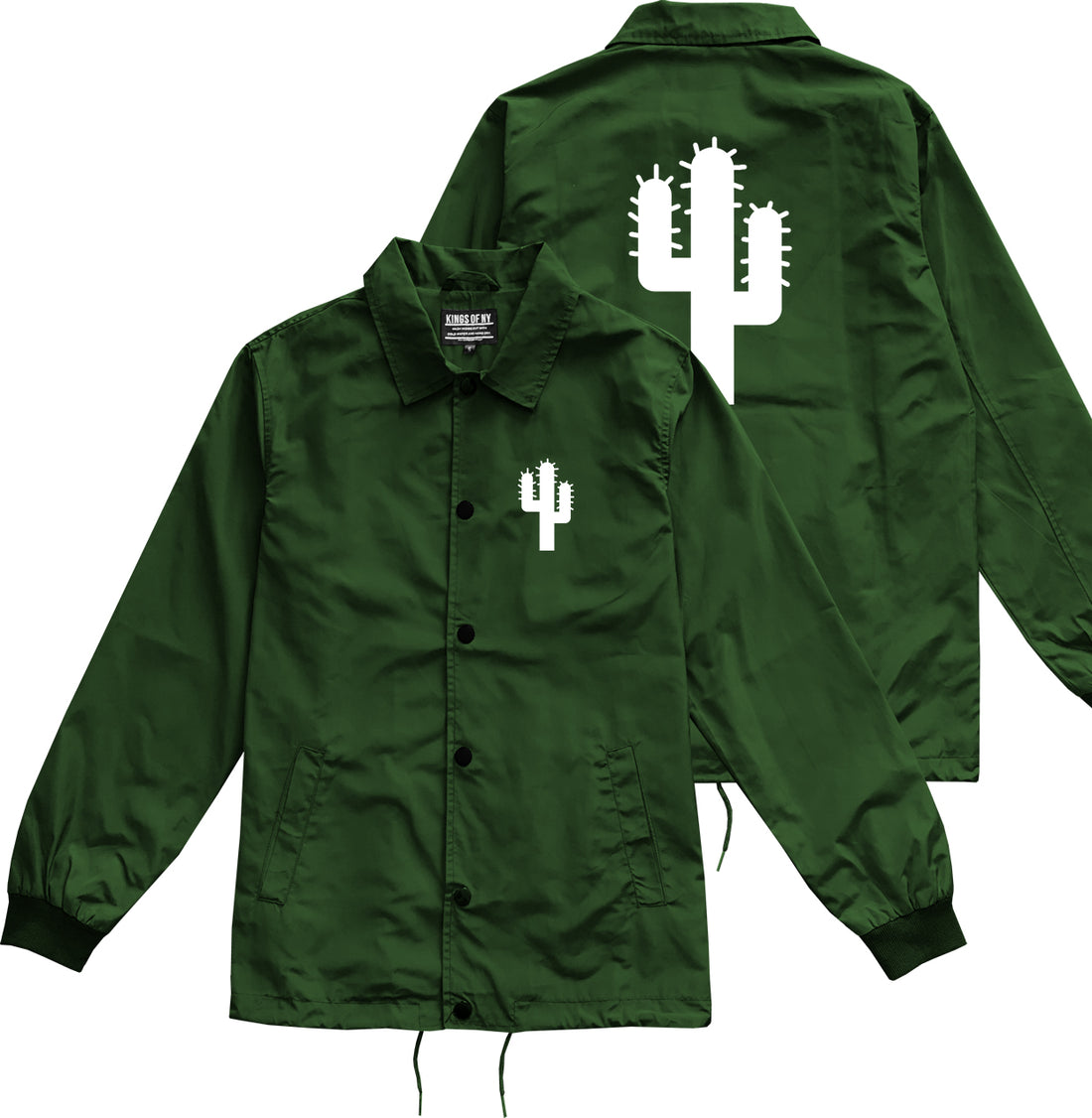 Cactus Logo Chest Green Coaches Jacket by Kings Of NY