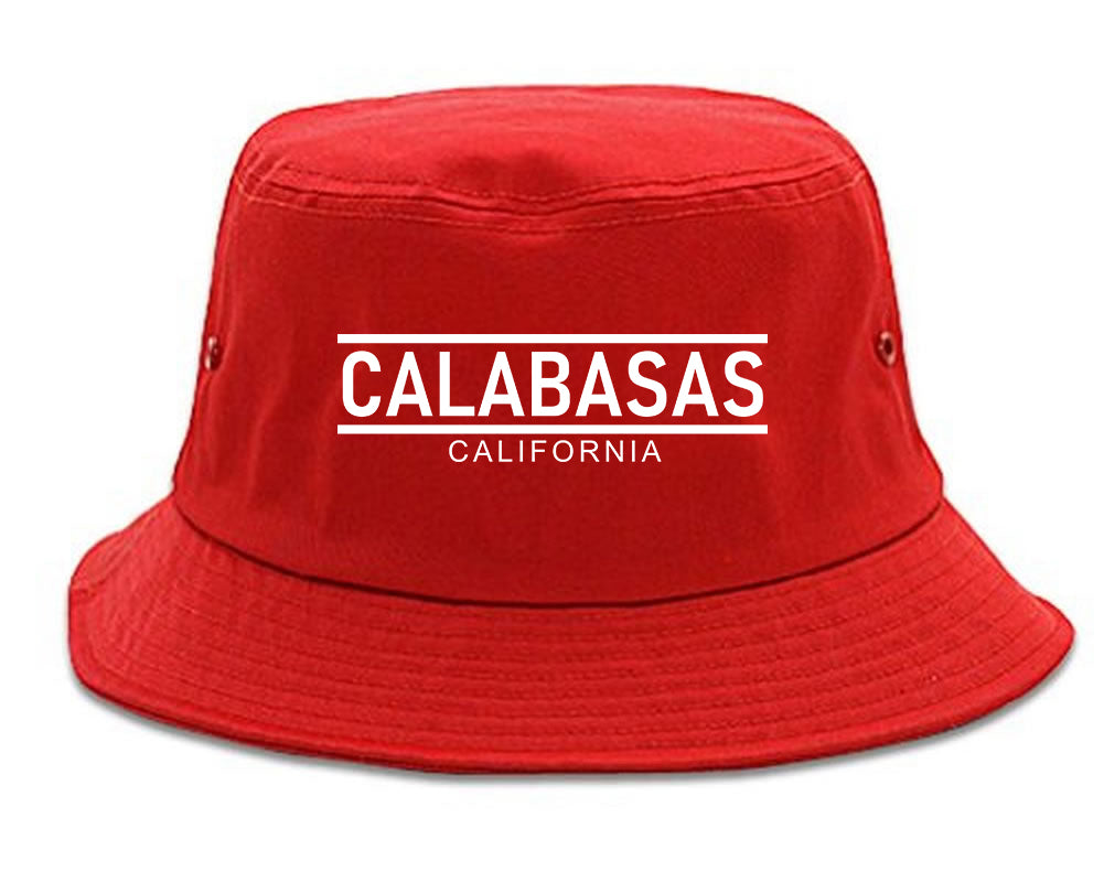 Calabasas California City Lines Mens Bucket Hat Red