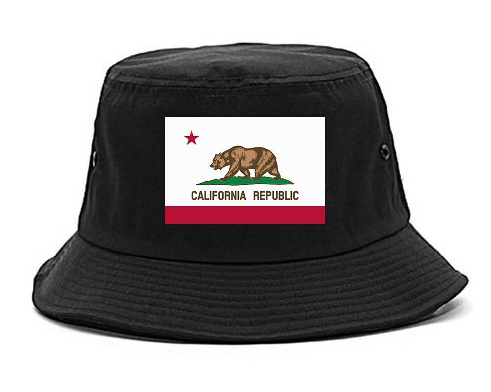 California State Flag CA Chest Mens Bucket Hat Black