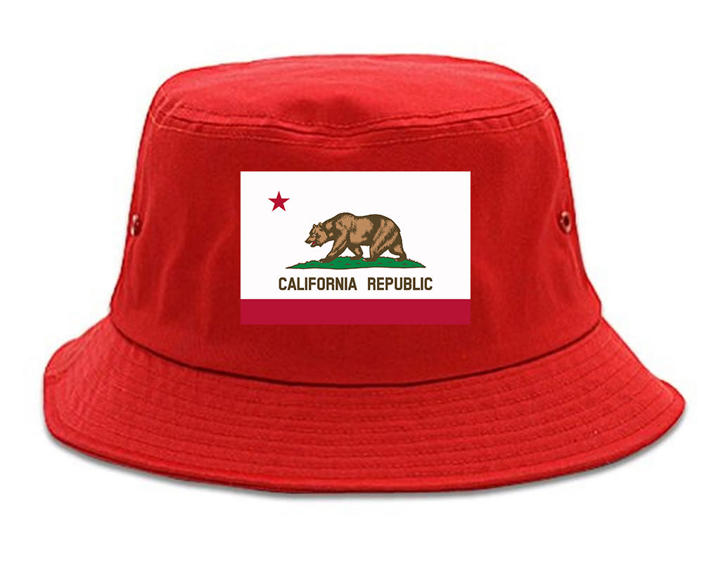 California State Flag CA Chest Mens Bucket Hat Red