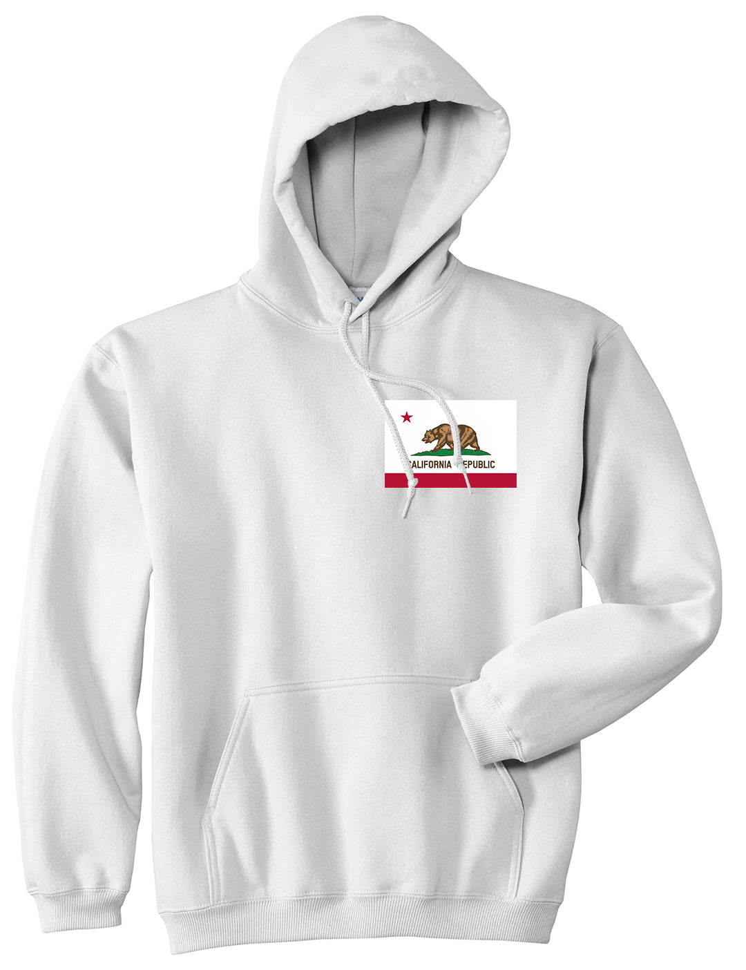 California State Flag CA Chest Mens Pullover Hoodie White