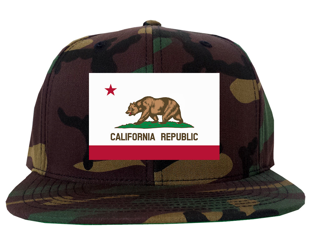 California State Flag CA Chest Mens Snapback Hat Army Camo