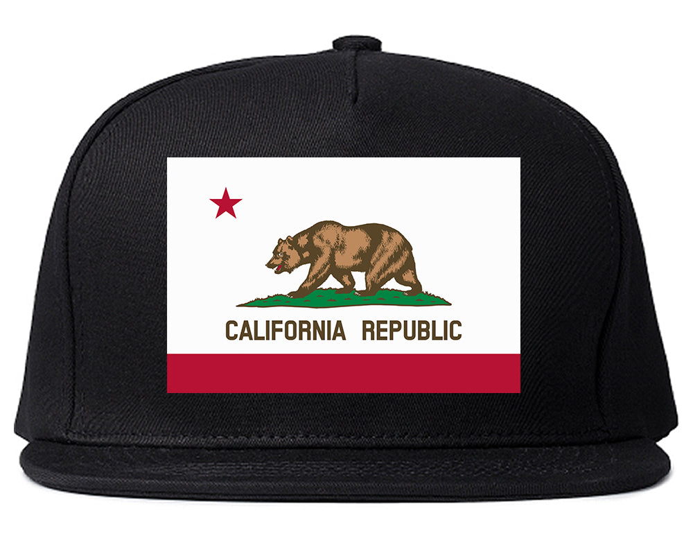 California State Flag CA Chest Mens Snapback Hat Black